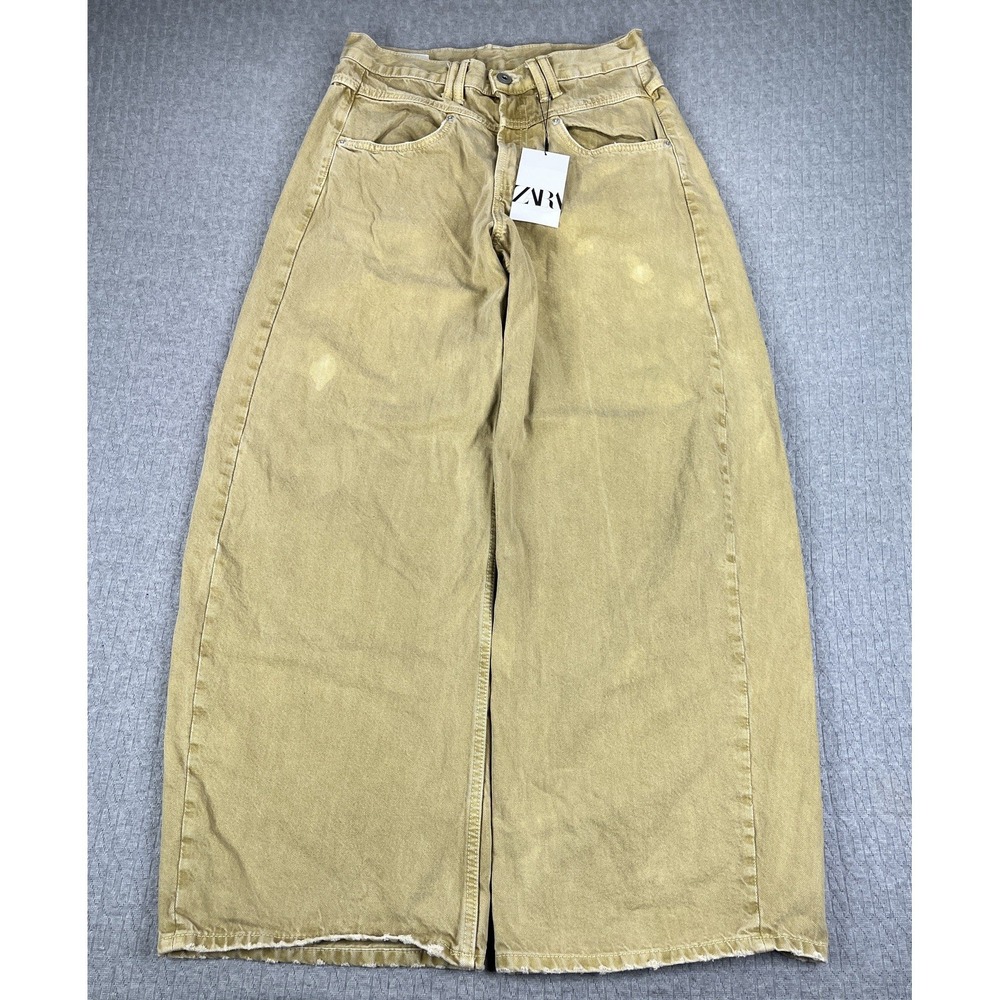 New Zara Horseshoe baggy wide loose‎ leg Jeans Women 2/28X29 1/2 high rise
